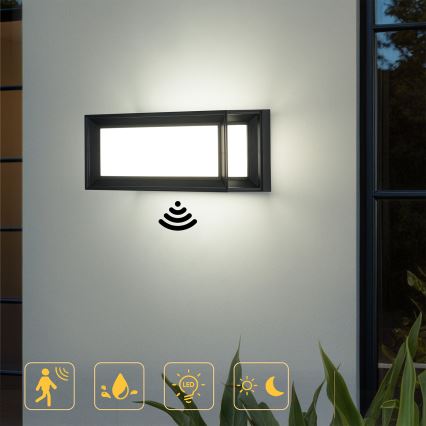 Brilagi - LED utomhusväggarmatur med sensor PARKER LED/12W/230V svart IP44