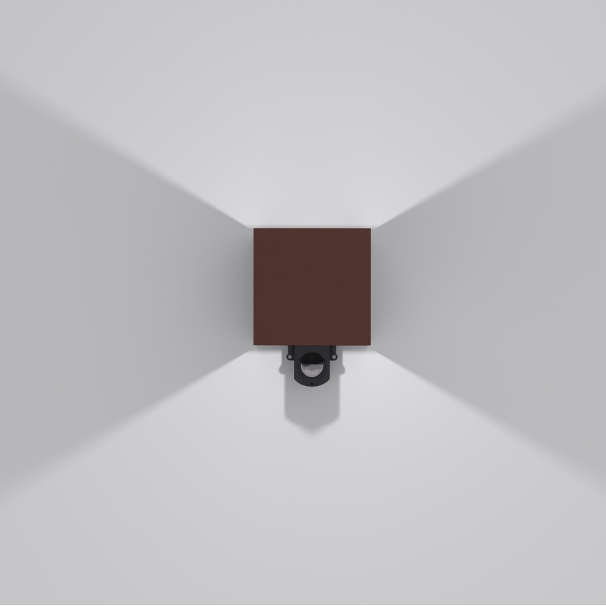 Brilagi - LED utomhusvägglampa med sensor CUBE LED/6W/230V brun IP65