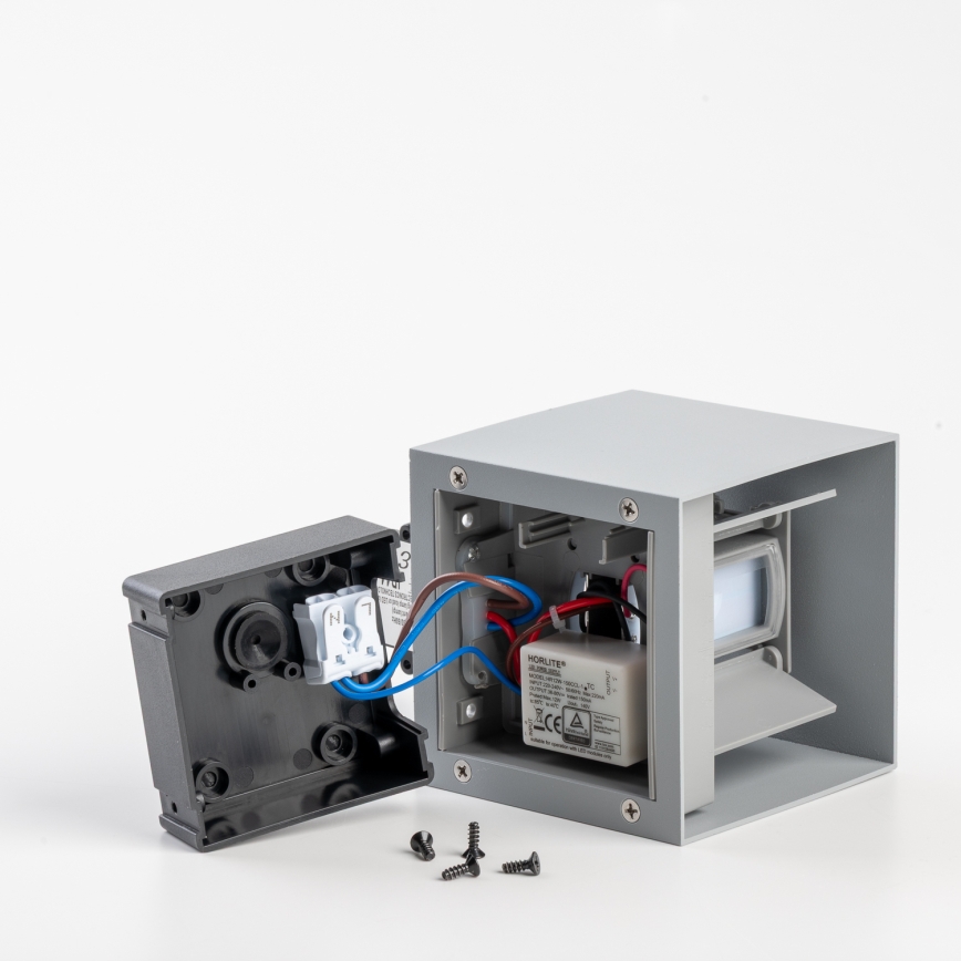 BRILAGI - LED utomhusvägglampa med sensor CUBE LED/6W/230V grå IP65