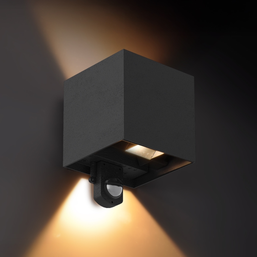 Brilagi - LED utomhusvägglampa med sensor CUBE LED/6W/230V svart IP65
