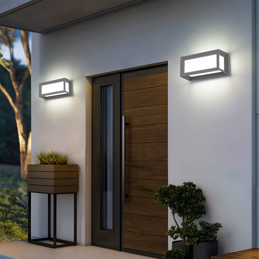 Brilagi - LED vägglampa för utomhusbruk med sensor PARKER LED/12W/230V grå IP44