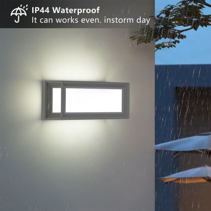 Brilagi - LED vägglampa för utomhusbruk med sensor PARKER LED/12W/230V grå IP44