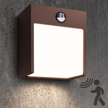Brilagi - LED utomhusvägglampa med sensor TERNI LED/12W/230V brun IP44