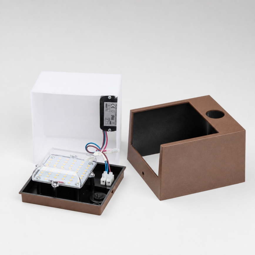 BRILAGI - LED utomhusvägglampa med sensor TERNI LED/12W/230V brun IP44