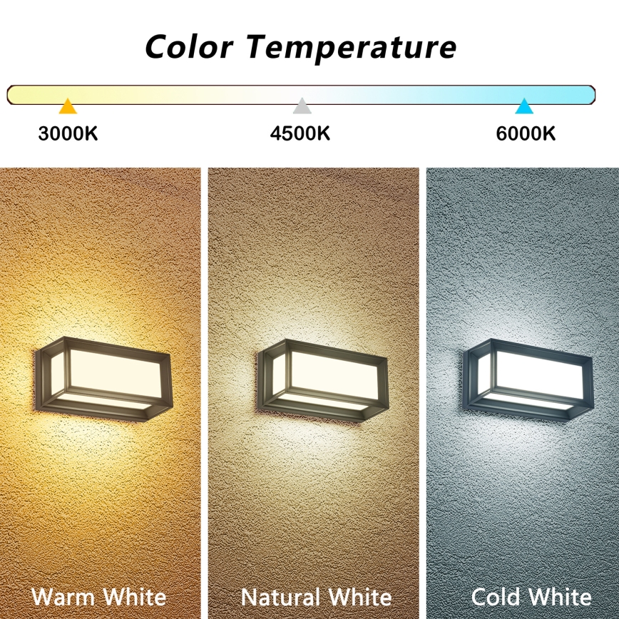 Brilagi - LED utomhusvägglampa PARKER LED/12W/230V 3000/4500/6000K antracit IP44
