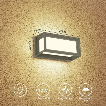 Brilagi - LED utomhusvägglampa PARKER LED/12W/230V grå IP44