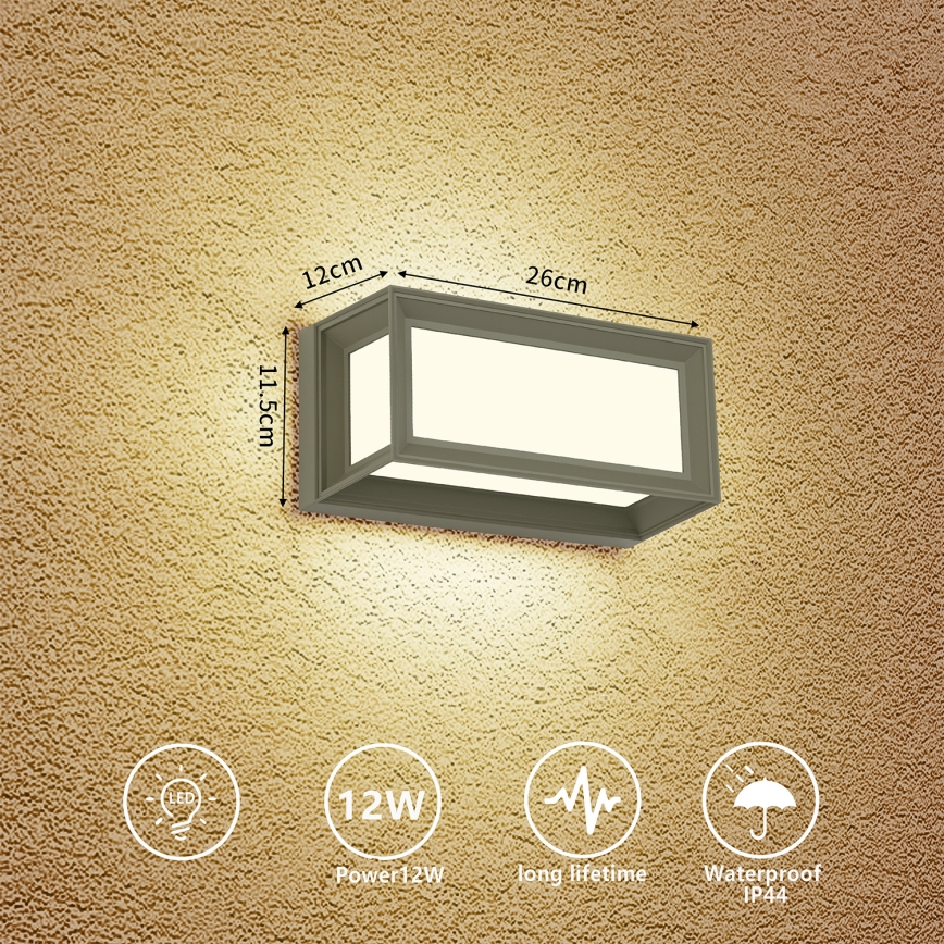 Brilagi - LED utomhusvägglampa PARKER LED/12W/230V grå IP44