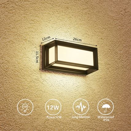 Brilagi - LED utomhusvägglampa PARKER LED/12W/230V svart IP44