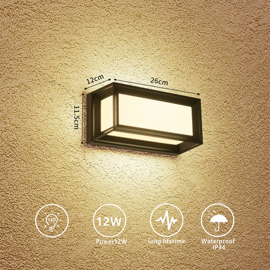 Brilagi - LED utomhusvägglampa PARKER LED/12W/230V svart IP44
