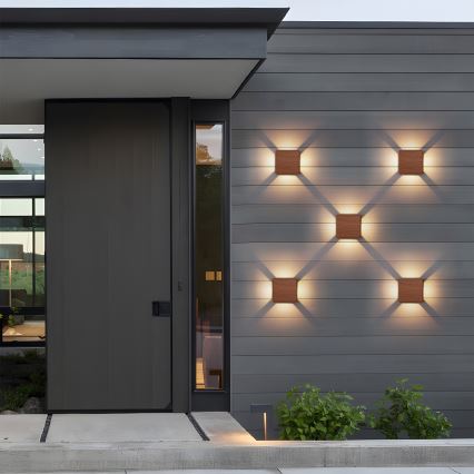 Brilagi - LED utomhusvägglampa QUADRAY LED/6W/230V med träfinish IP54