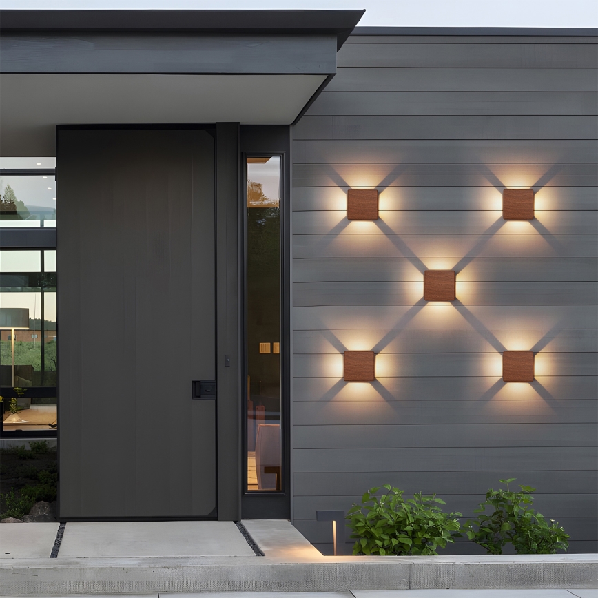 Brilagi - LED utomhusvägglampa QUADRAY LED/6W/230V med träfinish IP54