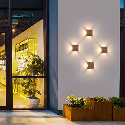 Brilagi - LED utomhusvägglampa QUADRAY LED/6W/230V med träfinish IP54