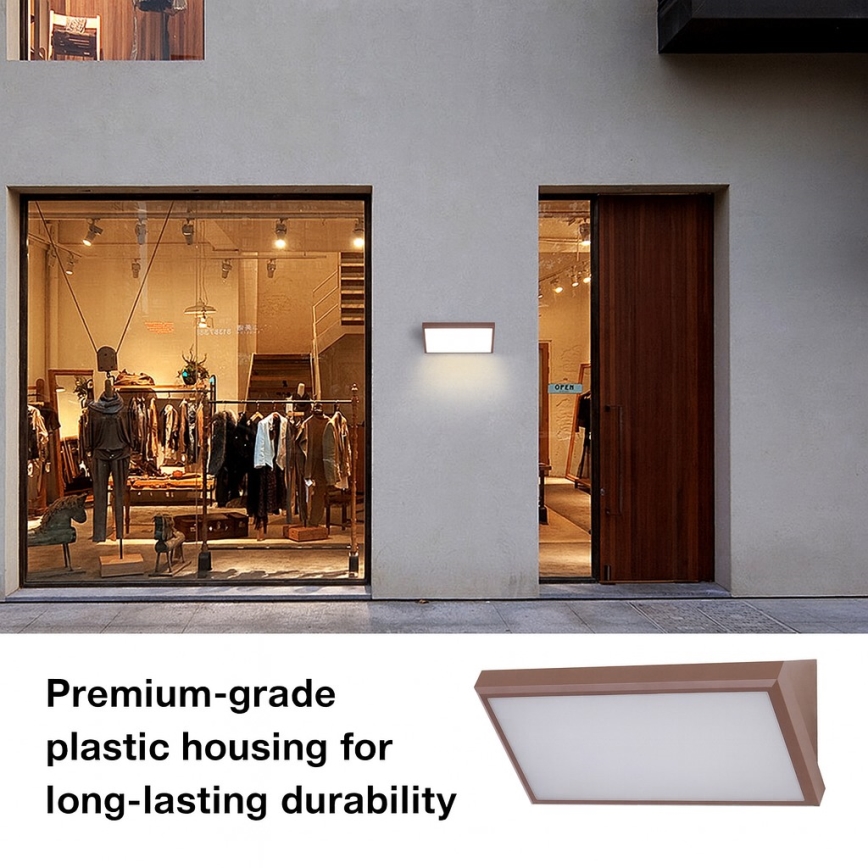 Brilagi - LED utomhusvägglampa TRIANGLE LED/20W/230V brun IP65