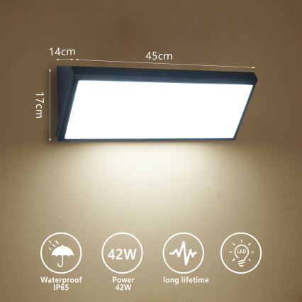 Brilagi - LED utomhusväggarmatur TRIANGLE LED/42W/230V 45 cm svart IP65