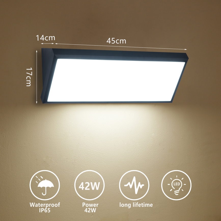 Brilagi - LED utomhusväggarmatur TRIANGLE LED/42W/230V 45 cm svart IP65