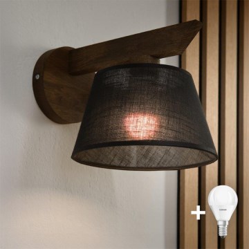 Brilagi - LED Vägglampa ANTHONY 1xE14/40W/230V ek valnöt/svart