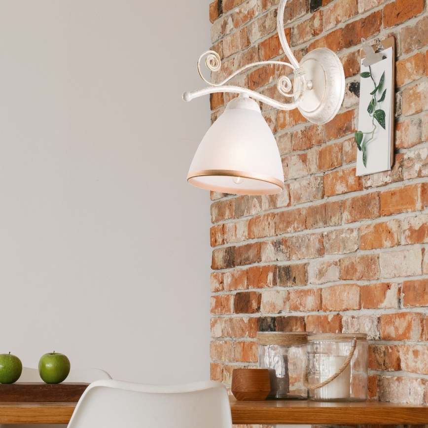 Brilagi - LED-vägglampa ANTICO 1xE27/60W/230V 3000K vit patina