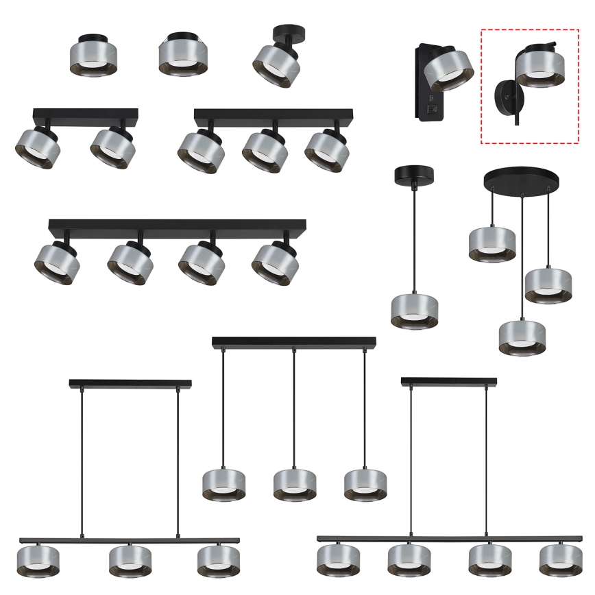 Brilagi - LED Vägglampa AURA LUX 1xGX53/30W/230V svart/rökfärgad