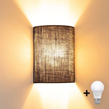 Brilagi - LED vägglampa BOHO-stil 1xE27/15W/230V brun