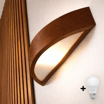 Brilagi - LED vägglampa CARVALHO 1xE27/15W/230V ek/körsbär