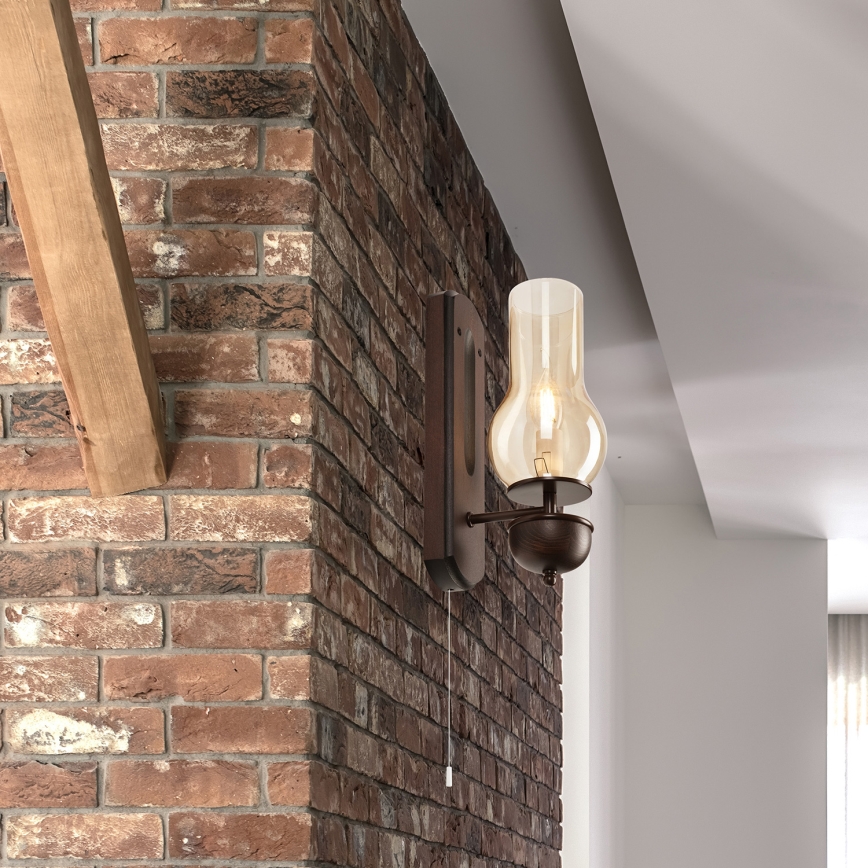 Brilagi - LED Vägglampa COTTAGE 1xE14/40W/230V bok/brun