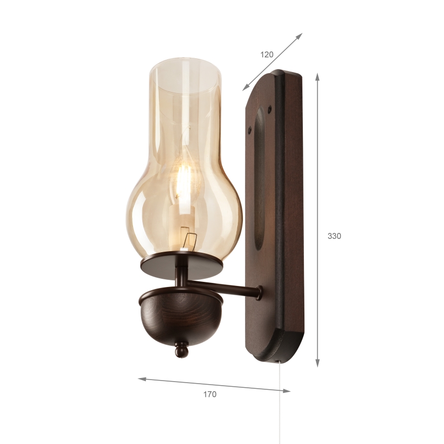 Brilagi - LED Vägglampa COTTAGE 1xE14/40W/230V bok/brun