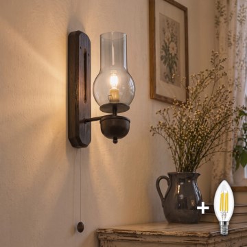 BRILAGI - LED vägglampa COTTAGE 1xE14/40W/230V bok/rökgrå
