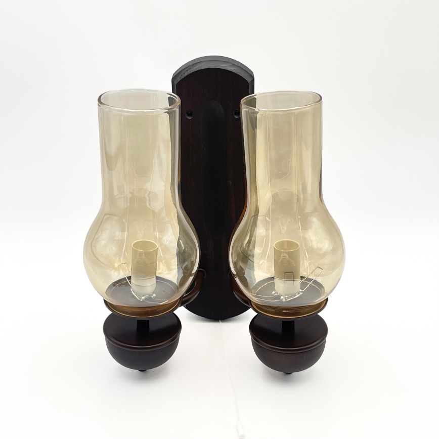 Brilagi - LED Vägglampa COTTAGE 2xE14/40W/230V bok/brun