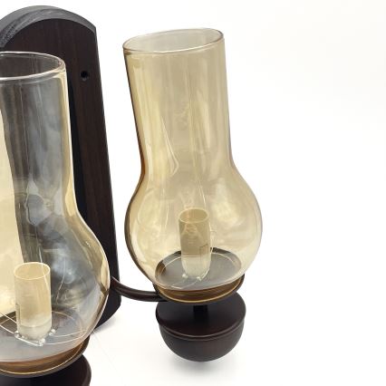 Brilagi - LED Vägglampa COTTAGE 2xE14/40W/230V bok/brun