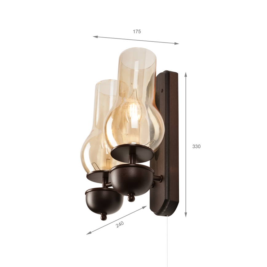 Brilagi - LED Vägglampa COTTAGE 2xE14/40W/230V bok/brun