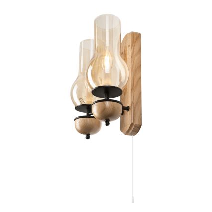 Brilagi - LED Vägglampa COTTAGE 2xE14/40W/230V ek/brun