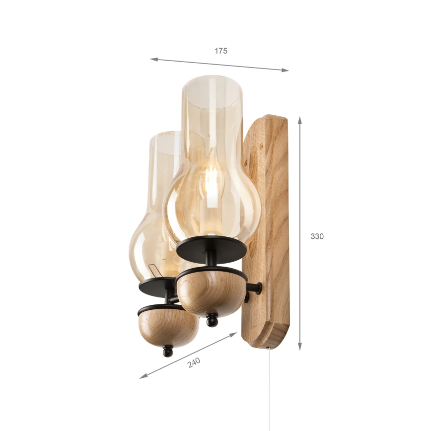 Brilagi - LED Vägglampa COTTAGE 2xE14/40W/230V ek/brun