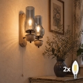 BRILAGI - LED-vägglampa COTTAGE 2xE14/40W/230V ek/rökgrå