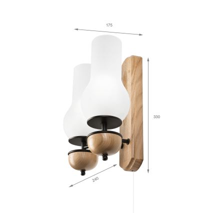 Brilagi - LED Vägglampa COTTAGE 2xE14/40W/230V ek/vit