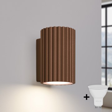 Brilagi - LED-vägglampa CRESTO 1xGU10/10W/230V 10 cm brun
