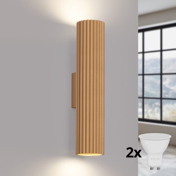 Brilagi - LED-vägglampa CRESTO 2xGU10/10W/230V 30 cm guldig