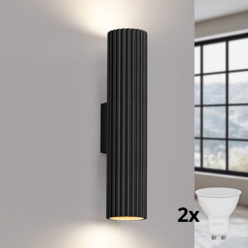 Brilagi - LED-vägglampa CRESTO 2xGU10/10W/230V 30 cm svart