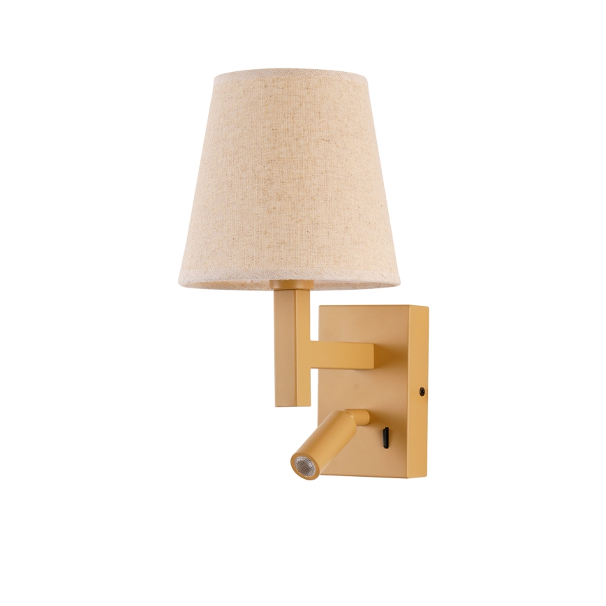 Brilagi - LED vägglampa DEYA 1xE14/40W/230V + LED/3W lin/guld