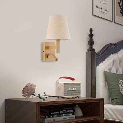 Brilagi - LED vägglampa DEYA 1xE14/40W/230V + LED/3W lin/guld