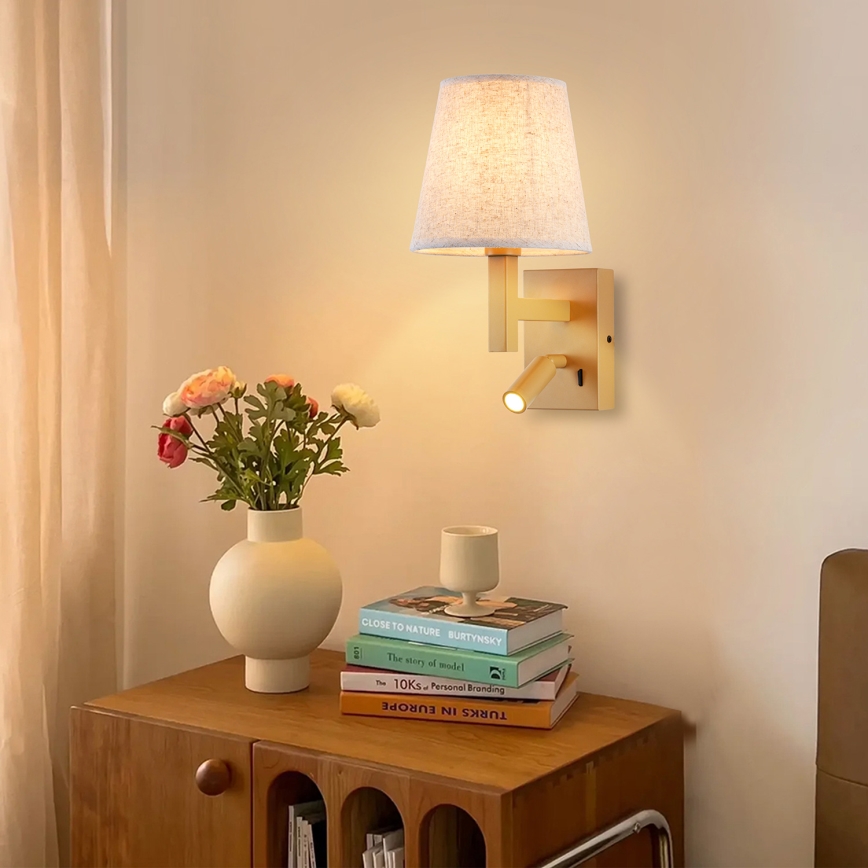 Brilagi - LED vägglampa DEYA 1xE14/40W/230V + LED/3W lin/guld