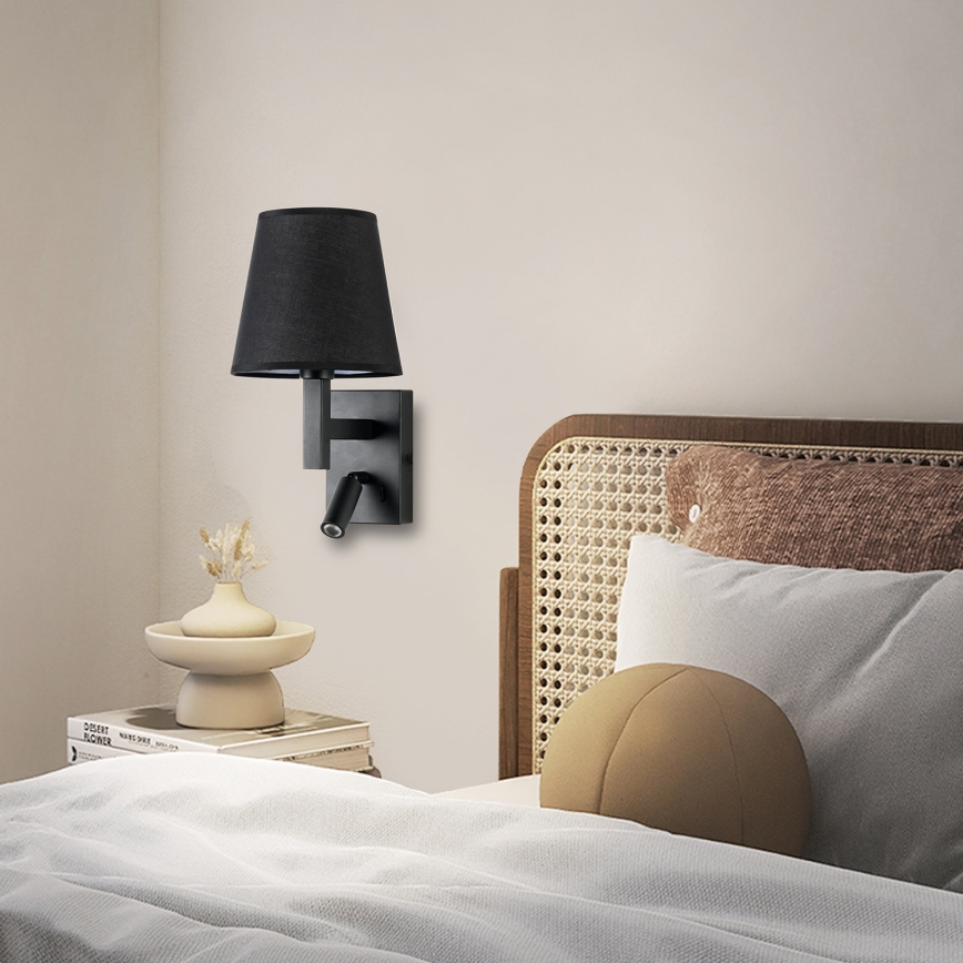 Brilagi - LED vägglampa DEYA 1xE14/40W/230V + LED/3W svart