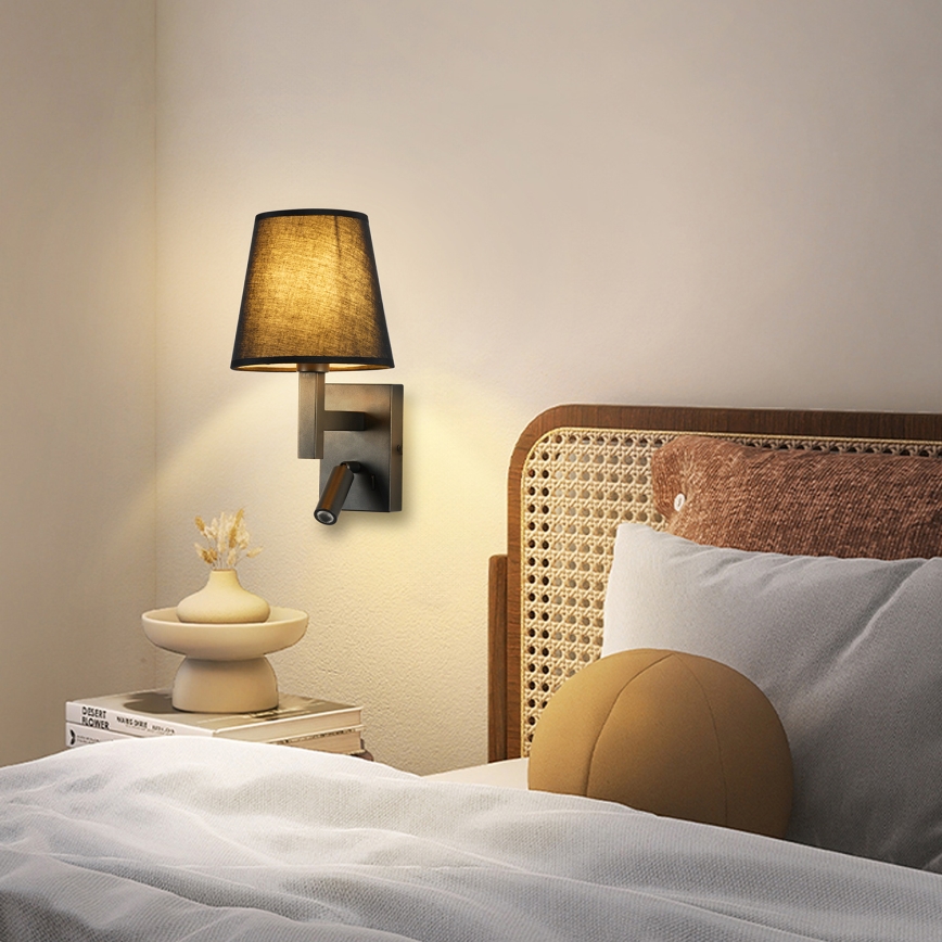 Brilagi - LED vägglampa DEYA 1xE14/40W/230V + LED/3W svart