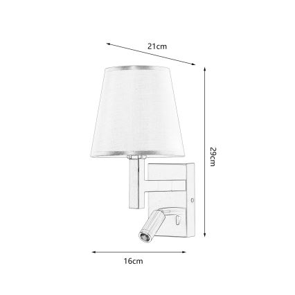 Brilagi - LED vägglampa DEYA 1xE14/40W/230V + LED/3W vit/matt krom