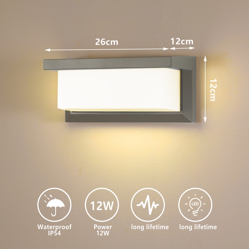 Brilagi - LED vägglampa för utomhusbruk BRICKY LED/12W/230V grå IP54
