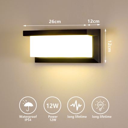 Brilagi - LED vägglampa för utomhusbruk BRICKY LED/12W/230V svart IP54