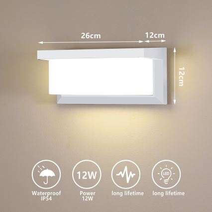 Brilagi - LED vägglampa för utomhusbruk BRICKY LED/12W/230V vit IP54