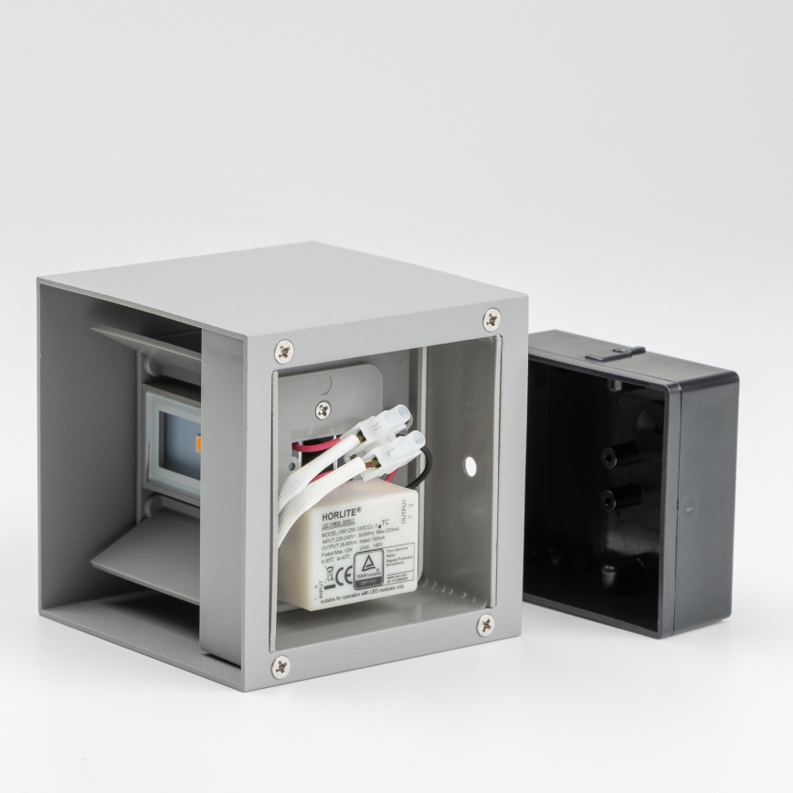 Brilagi - LED vägglampa för utomhusbruk CUBE LED/6W/230V grå IP54