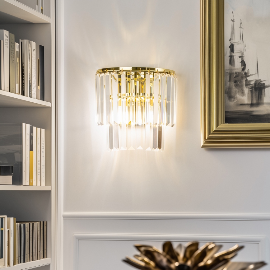 Brilagi - LED Vägglampa i kristall MOZART 2xE14/40W/230V guld