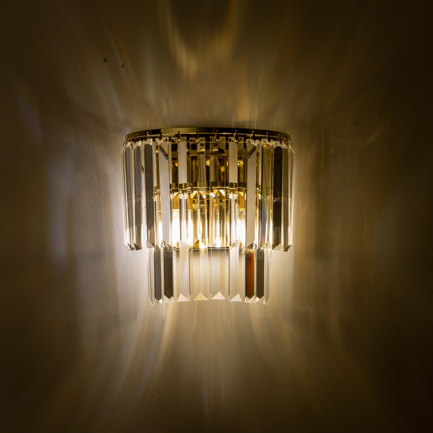 Brilagi - LED Vägglampa i kristall MOZART 2xE14/40W/230V guld