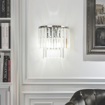 Brilagi - LED Vägglampa i kristall MOZART 2xE14/40W/230V skinande krom